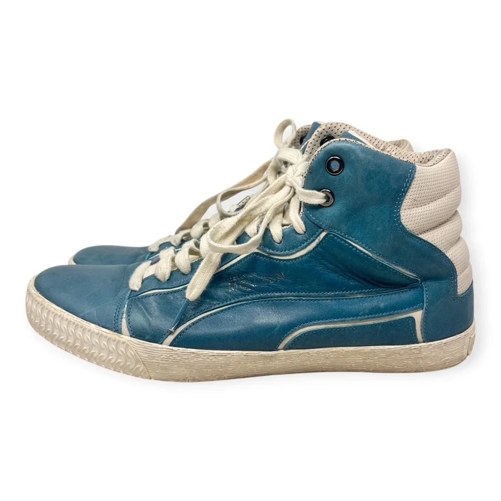 Alexander McQueen Puma Street Climb Men 10 High Top Sneakers 354430 Blue Leather - Picture 8 of 16